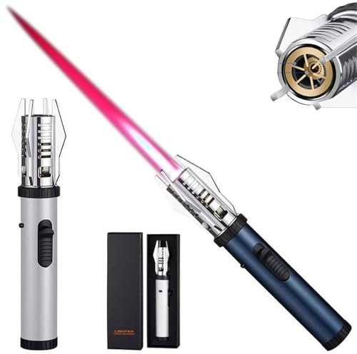 Torch Lighter, Butane Gas Lighter, Lightsaber Lighter, Refillable Windproof Jet Flame Lighter, Bright Fire Lighter with Safety Lock and Adjustable Flame, Cool Lightsaber Lighter for Candles, Campfires