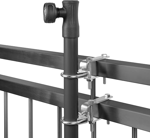 STORM-PROOF Sonnenschirmalter 2er Set für breite eckige Balkongeländerprofile bis max 70 x 70mm aus Metall Typ Kenny