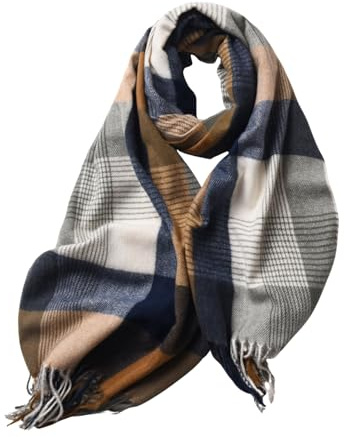 WHCREAT Schal Damen Winter Weicher Warmer Winterschal Karierte Damenschal Mit Fransen Lange Stola Schals
