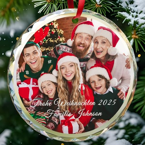 Puzzlo Personalisierte Weihnachtskugeln mit Foto Texte - Weihnachtskugel Personalisierte Geschenke für Femme, Manner, Familie Partner - Christbaumkugel Personalisiert für Weihnachtsdeko Innen Outdoor