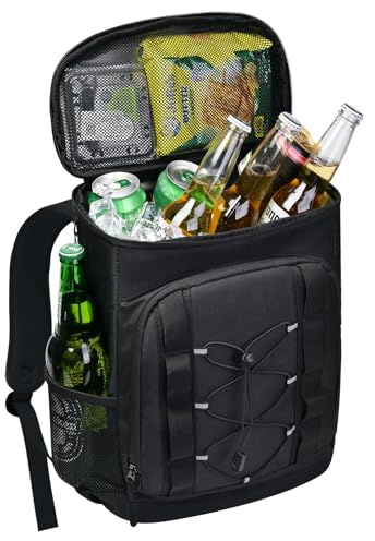 33 Cans Insulated Backpack Cooler - Leakproof Waterproof Lightweight Soft Coolers Bag for Camping Picnic Hiking Beach and Lunchbox Backpacks Bags-Leak Proof Ice Chest Back Pack,Black