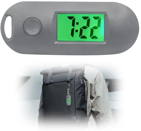 wilcractk Montre De Poche Porte-Clés Montre Numérique, Mini LED Portable en ABS, Affichage de l’Heure et de la Date, Gris Élégant, Idéale pour Étudiants, Infirmières et Usage Quotidien