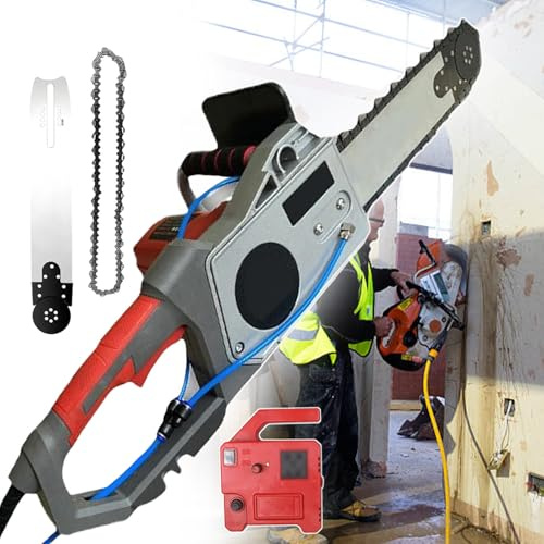pealiritansemen Motosierra Profesional para Hormigón: Corte En Húmedo, Incluye 2 Cadenas De Diamante, Sierra Eléctrica De 35 cm/48 cm, para Mantenimiento De Puentes, Renovación De Casas Antiguas 480
