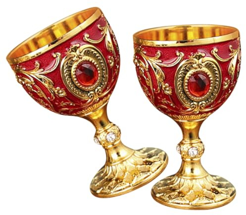 DOITOOL Set 2 Bicchieri da Liquore in Lega di Alluminio 30Ml Bicchieri da Whisky Retrò in Stile Europeo Tazze Vintage per Feste Matrimoni e Degustazioni Domestiche
