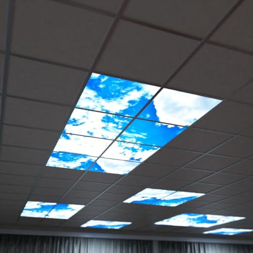 Simple Lighting® Pack of 6 Sky Effect LED Panel Lights, 600x600mm, 40W Each, 2000 Lumens Per Panel, 6000K, Blue Sky Diffuser, Office Ceiling