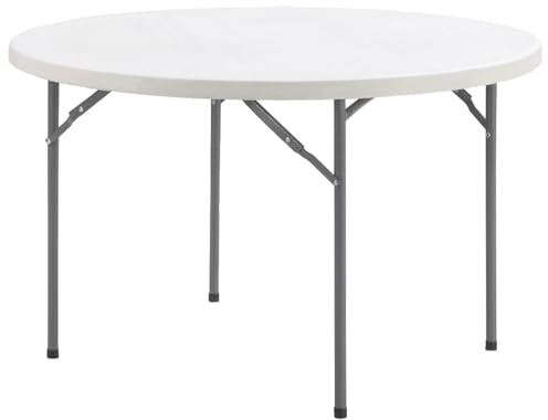 VERDELOOK | Tavolo Rotondo, Ø120 H74 cm, Bianco, Catering, in Plastica HDPE con Struttura in Metallo Verniciato Pieghevole, Facile da Trasportare, da Giardino e Eventi