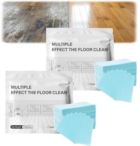 100 Multi-Effekt-Bodenreinigungstabletten, konzentrierte Reinigungstücher für Holz-, Fliesen- und Vinylböden, Tiefenreinigung, auflösbare Mehrzweck-Wischlösung, Schnellglanzformel (2 stücke)