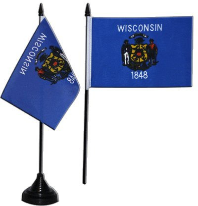 Digni® Drapeau de Table USA US Wisconsin, Mini Drapeau - 10 x 15 cm