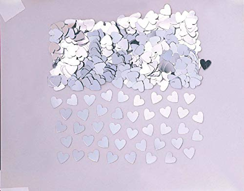 Amscan INT37009-18 - Konfetti Sparkle Hearts, silber, Folie, 14 g, Streudeko, Tischdekoration, Valentinstag, Hochzeit, Geburtstag