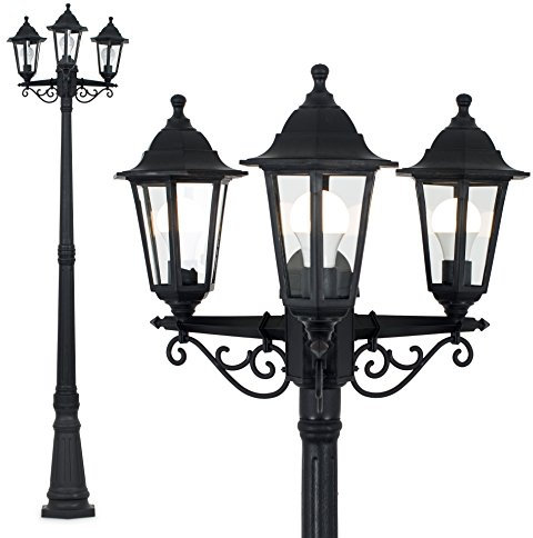 MiniSun | Traditional Victorian Style 2.2m Black 3 Way Outdoor Lamp Post Light | Post Lights, Home Décor & Improvement Essential