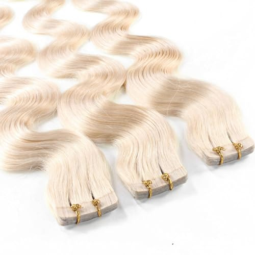hair2heart Tape Extensions Echthaar Gewellt - 10 Tapes 2.5g 60cm Lichtblond