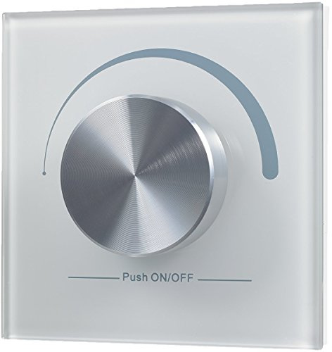 iluminize Wand-Dimmer Funk: mit Drehknopf, für weiße LEDs, 1 Zone, 3V batteriebetrieben, Schalterdosen-Installation, KEIN Universal-Gerät: Funk Controller ist erforderlich (für weiße LEDs)