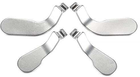 eXtremeRate 4 Palas de Metal mágnetico Paletas de Acero Inoxidable Accesorios Piezas de Cambio Desmontable Recambio para Xbox One Elite para Xbox One Elite 2(Plateado-2 largas 2 Cortes)