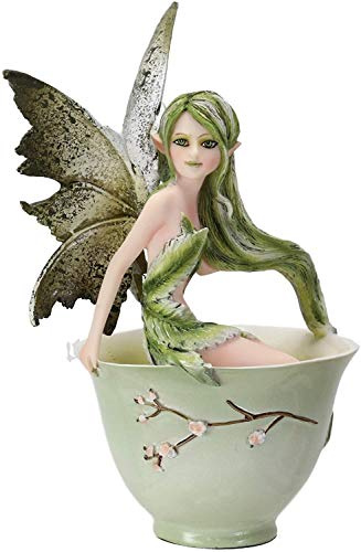 Atlantic Collectibles Amy Brown Teacup Matcha Green Tea Fairy Figurine Whimsical Faerie Figure 6 H