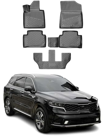 OMAC Fußmatten für Kia Sorento 2015-2020 TPE 4X Schwarz | Gummimatten, Automatten, Allwetter, fahrzeugspezifisches Produkt, Antirutsch, 3D-Passform, wasserdicht