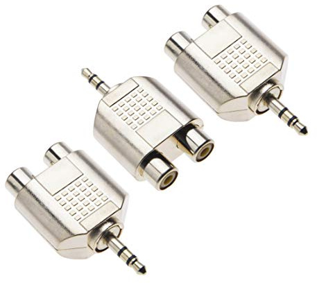 3.5mm Mâle à 2 RCA Femelle Adaptateur Audio Jack Phono Y a AUX Auxiliaire 3,5 Stéréo Connecteur pour Téléphone, iPhone, Haut-Parleur, HDTV, Home Cinéma, Haute-Parleur (pack de 3 adaptateurs)