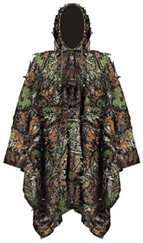 YuanDian Ghillie kostym poncho utomhus 3D blad jakt kamouflage kamouflage camping fågelskådning cape cape för militär CS djungeljakt paintball airsoft wildlife fotografi halloween