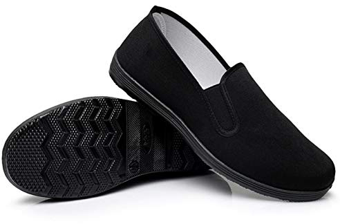 Kampsport/Kung Fu/Tai Chi skor gummisula kanvasskor unisex svart, Svart, 40 EU