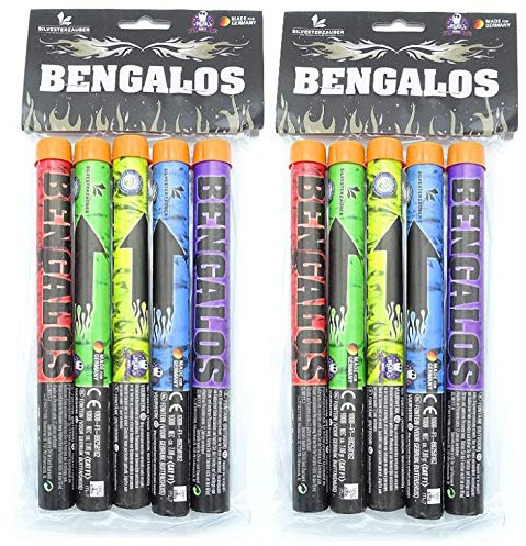 Lesli 10 Bangalos Handfackel Ganzjahres - Feuerwerk Kat F 1 Bengalfeuer Lanzen