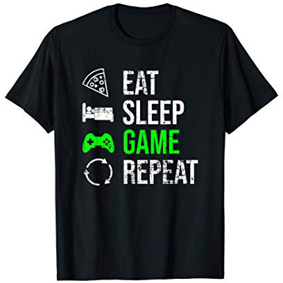 Eat Sleep Game Repeat Gamer Videogiochi Regalo Gaming Maglietta