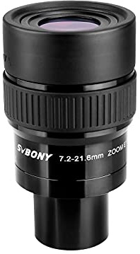SVBONY SV191 Zoom Eyepiece, Zoom 7.2 to 21.6mm, Parfocal Design, 1.25 FMC Telescope Eyepiece, 42°-65° FOV, 7 Element 4 Group Telescope Accessories for Astronomic Telescopes Visual and Spotting Scopes