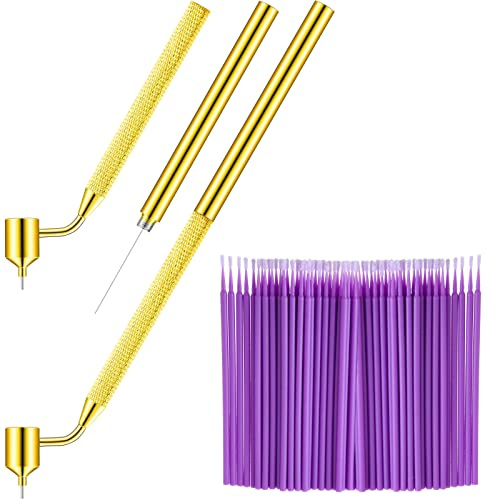 Tondiamo 100 Pack 0.5 mm Touch up Paint Brushes Repair Pen Gold Paint Applicator Fluid Writer Pen Detailing Disposable Micro Applicator for Auto Repair Chip Automotive Scratch(Purple)