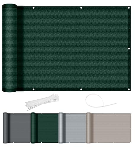 AXT SHADE Brise Vue Balcon 90x500cm HDPE Cache Vue Balcon Protection UV Opaque Résistant aux Contre Vent avec Trous et Serre Câbles pour Exterieur Terrasse-Vert
