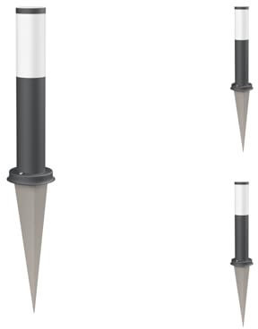 ledscom.de 3x vägbelysning/pollarlampa/trädgårdsbelysning PORU med jordspett för utomhusbruk, IP44, 39cm, antracit, 1 x E27 max. 60W