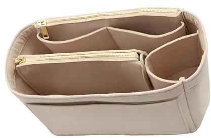YXBQueen handväskearrangör för kvinnor, väskorganiserare i filt, väska i väska, innerficka, organisatör, insatsfickor med dragkedjeficka (Kaki, M (27 * 16 * 16㎝))