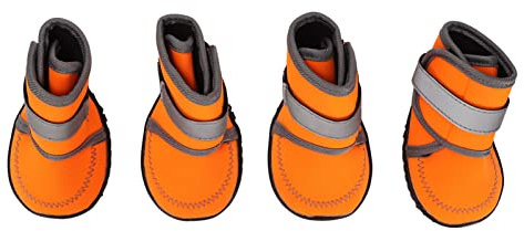 Hundestiefel, Gummi-Hundeschuhe, 4 wasserdichte, Weiche, Reflektierende Riemen FüR Haustiere FüR den AußEnbereich Zum Wandern (S)