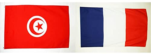 AZ FLAG Drapeau Tunisie 90x60cm - Drapeau Tunisien 60 x 90 cm - Drapeaux & Drapeau France 90x60cm - Drapeau français 60 x 90 cm Polyester léger