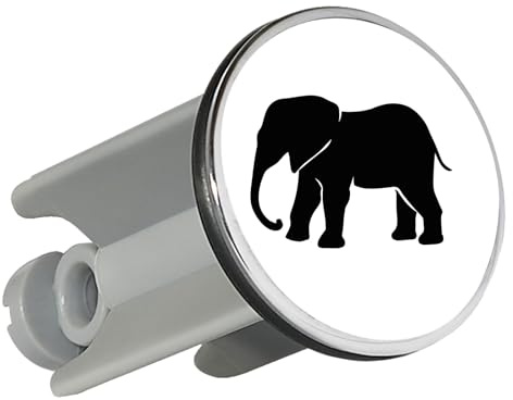 Huuraa Waschbeckenstöpsel Elefant Silhouette Geschenk | Universal Stopfen 4cm höhenverstellbar Abflussstopfen Geschenkidee Stöpsel mit Motiv für das Waschbecken