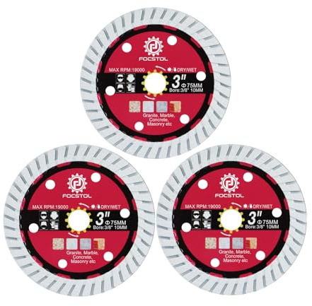FOCSTOL Diamant Trennscheibe 75mm x 10mm - 3 Stück Diamant Sägeblatt für Granit Marmor Beton Mauerwerk