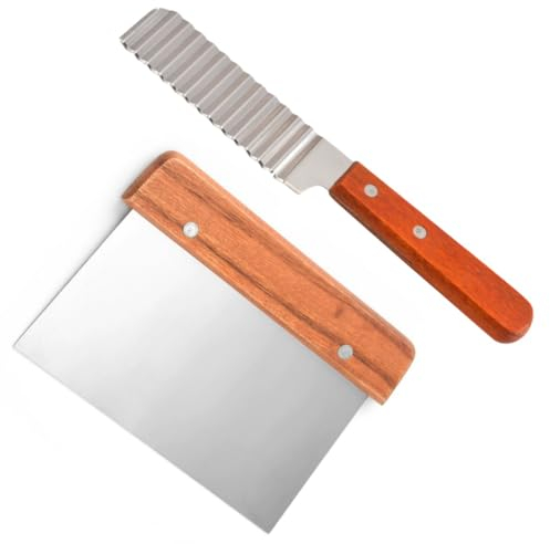Lajiakoy® Teigschaber und Wellenschneider 2-Teiliges Set, Mehrzweck Küchenschneider/Schaber, Wellenschneider, Wellenmesser Kartoffelschneider, Edelstahl
