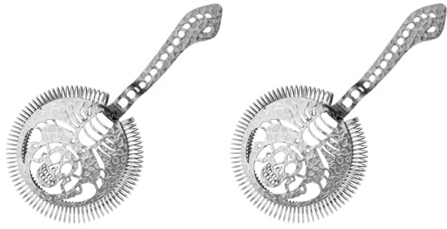 Colador de cóctel profesional con muesca de estabilidad, diseño de forma de escorpión de acero inoxidable 304 material de barra mixología bar Strainer juego de 2 piezas