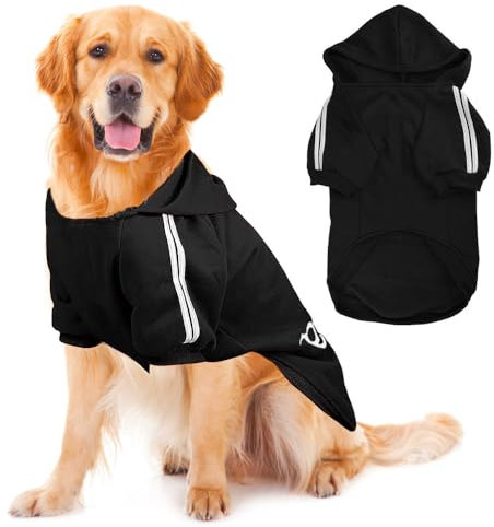 Voarge Manteau à Capuche Chaud pour Chien - Vêtement d'Hiver à Boutons pour Grand Chien - Pull de Grande Taille (Noir, 9XL)