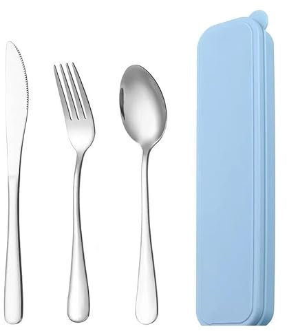 Besteck Set 2Set Portable Camping Besteck Anzug mit Aufbewahrungsbox Gabel Löffel Messer Reise Geschirr Set Blau