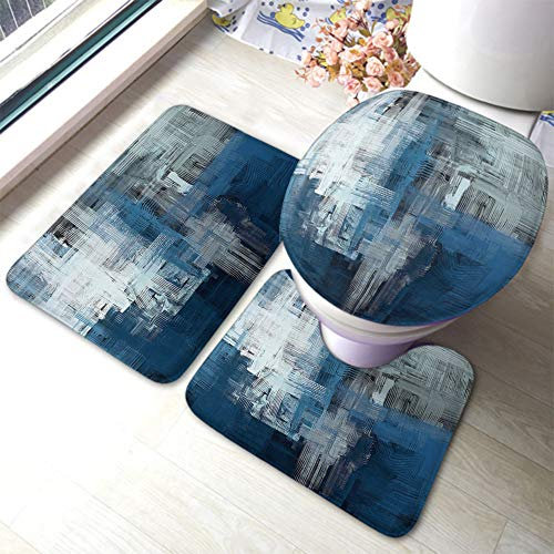 Set 3 Teilig Badvorleger Abstrakte Hintergrundfarbe Chaotische Flecken Striche In Verschiedenen Größen Badgarnitur Badematten Dekorative U-Förmigen Contour Matte, Für Badezimmer, Wc-Sitz Bezug