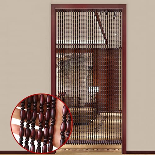 Sh000ad Retro Holzperlenvorhang,Dunkelrot Bambusvorhang Türvorhang Bambus Fliegenvorhang Natur Perlenvorhang,Sichtschutz,Heimdekoration für Balkon/Terrassentür,Anpassbar (120cm x 125cm(120 Stränge))