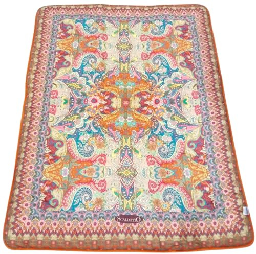 Caleffi - Scaldotto, Plaid Divano in Cotone, Coperta Alhambra colore Ambra 130x170cm imbottitura in fibra anallergica - Coperte per adulti e bambini