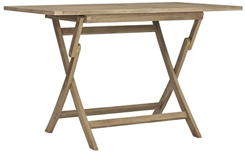 HETFTJN Table de tente à bière, table de camping, table d'appoint, table de jardin, pliable, gris, 120 x 70 x 75 cm, en bois massif de teck pour cour, salle à manger, extérieur, jardin