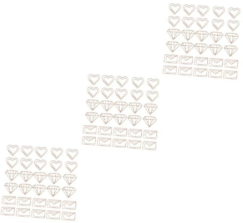 Lurrose 90stücke Kreative Lesezeichen Büroklammern Herz Und Umschlagform Goldene Metall-papierclips Für Dokumente Und Für Büro Und Zuhause