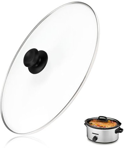 Oval Glass Lid 6 Quart Fit for Hamilton Beach 6qt Slow Cooker 33665G, Crock Pot Replacement lid, Slow Cooker Crock Pot Lid Replacement Part, 1 Pack