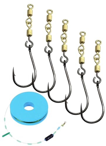 MYGLOAR Angeln, Angel-Spinnerhaken | 5er-Pack Spinnerhaken mit Wolframkugeln für UL-Gummiköder (wie Curly Viper und Mighty Mag) Rotorhaken Größen 4–6 |Tungsten Micro Jighaken Set - je 5 STK