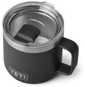 YETI Rambler Mug, Vacuum Insulated Stainless Steel Stackable Mug with Magslider Lid, Black, 14 oz (414 ml)