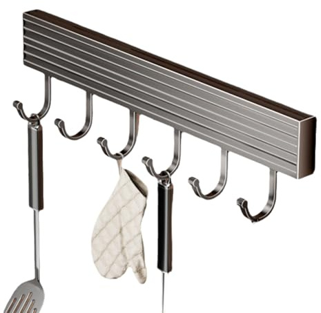 Enigmaire Hakenleiste KüChe,Hakenleiste Küche ohne Bohren,selbstklebend Küche Hängeleiste Stange,Küche Edelstahl Hängeleiste,Selbstklebende,Gutes Tragfähigkeit,für Küche Badezimmer Schlafzimmer.