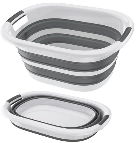 FIVMEN Cesto para la ropa sucia plegable, 26 L, de plástico, con 2 asas, portátil, plegable, ahorra espacio, contenedor de almacenamiento para ropa, juguetes y camping