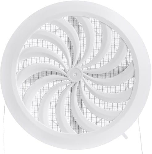 Vent Systems 100 mm bis 150 mm Rund Verstellbar Lüftungsgitter - Weiß Kunststoff Verschliessbar Abluftgitter Abdeckung mit Insektenschutz - Schiebegitter für Aussen, Innen, Gartenhaus, Badezimmer