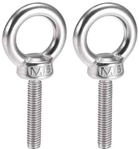 TA-VIGOR 2Pcs M6 x 30mm Lifting Long Eye Bolt, 304 Stainless Steel Wall Expansion Anchor Bolts, Masonry Concrete Screws Shoulder Eyebolt Lifting Ring for Hanging Hammock Article