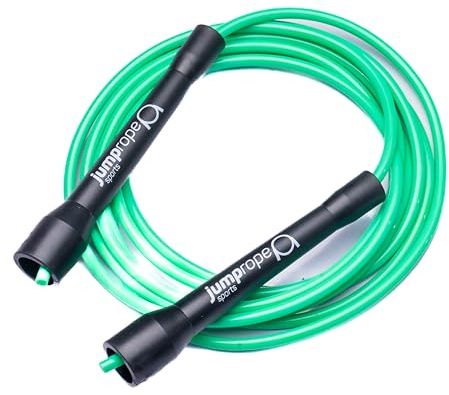 Professionell rope skipping tävling hopprep SPEED CHAMPION (Ø 5 mm/3,0 m linlängd – justerbar) (svart-neongrön)